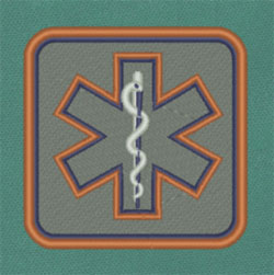Reflective Square Star of Life Patch 3 x 3 star of life, embroidered patch, reflective patch, 