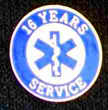 16 Year EMS Service Pin