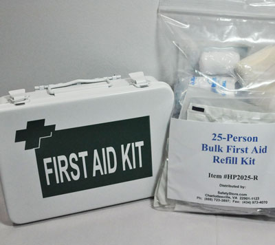 OSHA first aid kit in metal box for 25 people