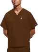 Dark Brown Single-pocket Scrub Top