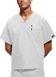 White Poplin Single-Pocket Scrub Top