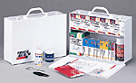 2 Shelf Industrial First Aid Station with 8 pocket inside door liner - 1 each