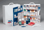 3 Shelf Industrial First Aid Station with 12 pocket inside door liner - 1 each