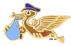 Blue Stork Pin with military clutch back