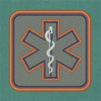 Reflective Square Star of Life Patch 3 x 3 star of life, embroidered patch, reflective patch, 