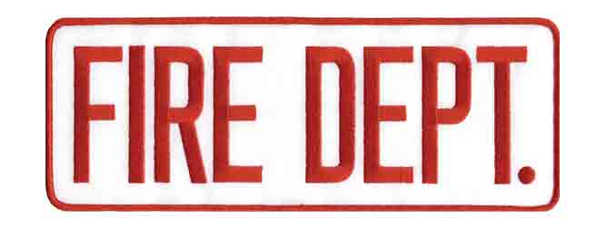 Fire Dept Back Patch Red on White