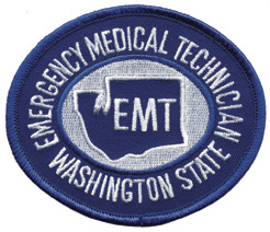 Washington State EMT Patch White on Navy