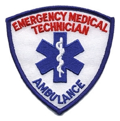 EMT Shield Patch Blue/Red on White