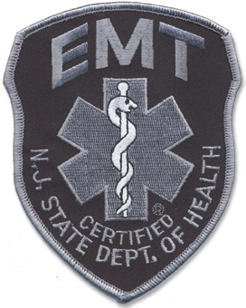 New Jersey EMT Patch Grey on Black