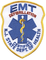 New Jersey EMT -Defibrillator Patch Royal on White