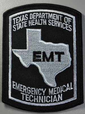 Texas EMT Patch - Black on Grey