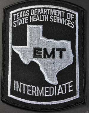 Texas EMT Intermediate Patch - Black on Grey