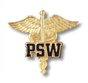 Patient Service Worker on Caduceus Emblem pin