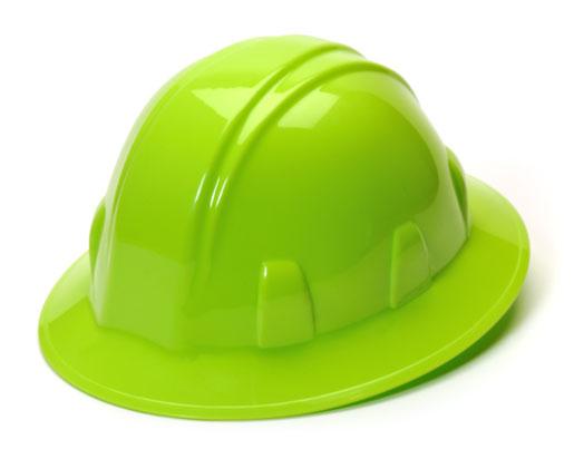 Lime Green Hi Viz Full Brim Hard Hat