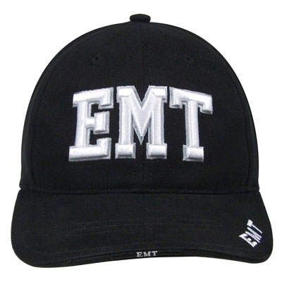 Deluxe Black Low Profile E.M.T. Ball Cap emt cap, emt ballcap, ems ball cap, 