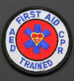 First Aid, CPR, AED Trained Mini Patch first aid patch, cpr-aed patch, aed patch, first aid patches, 