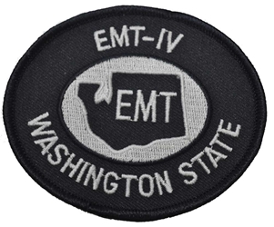 Washington State EMT-IV patch in Navy and White
