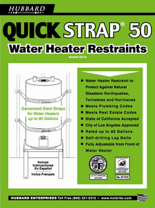 Water Heater Wall Strap - up to 80 Gallons