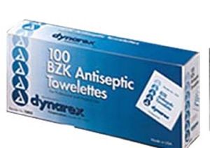 BZK Antiseptic Towelettes - Box of 100 ( no alcohol)