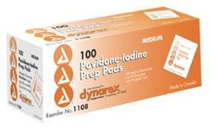 Povidone Iodine Prep Pad, Medium - Box of 100