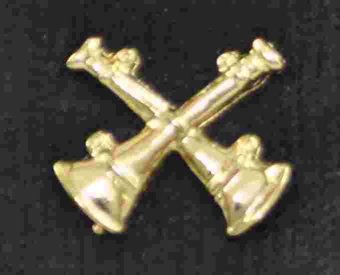 Double Crossed Bugle Pin Sold in pairs
