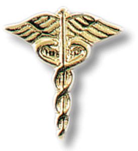 Gold plated Caduceus Tacs - set of 2